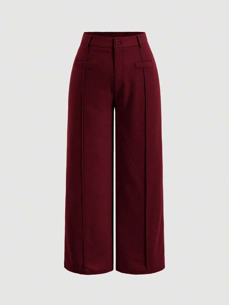 Burgundy Plus Size Trousers | SHEIN