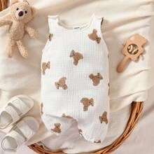 Baby Bear Print Sleeveless Romper | SHEIN