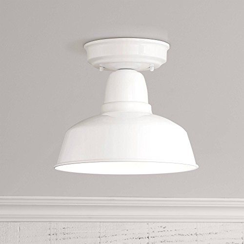 Urban Barn Farmhouse Industrial Outdoor Ceiling Light Fixture White Metal 10 1/4" for Exterior House | Amazon (US)