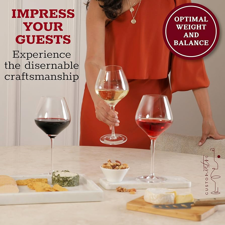 Gusto Nostro Crystal Wine Glasses Set of 4, 22 Oz Long Stem Modern Wine Glasses for White and Red... | Amazon (US)