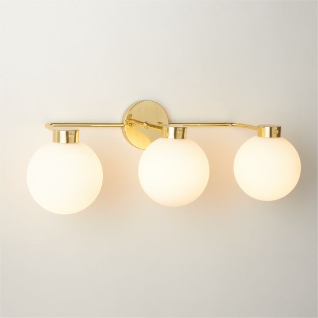 Marra 3-Light Polished Brass Globe Vanity Light | CB2