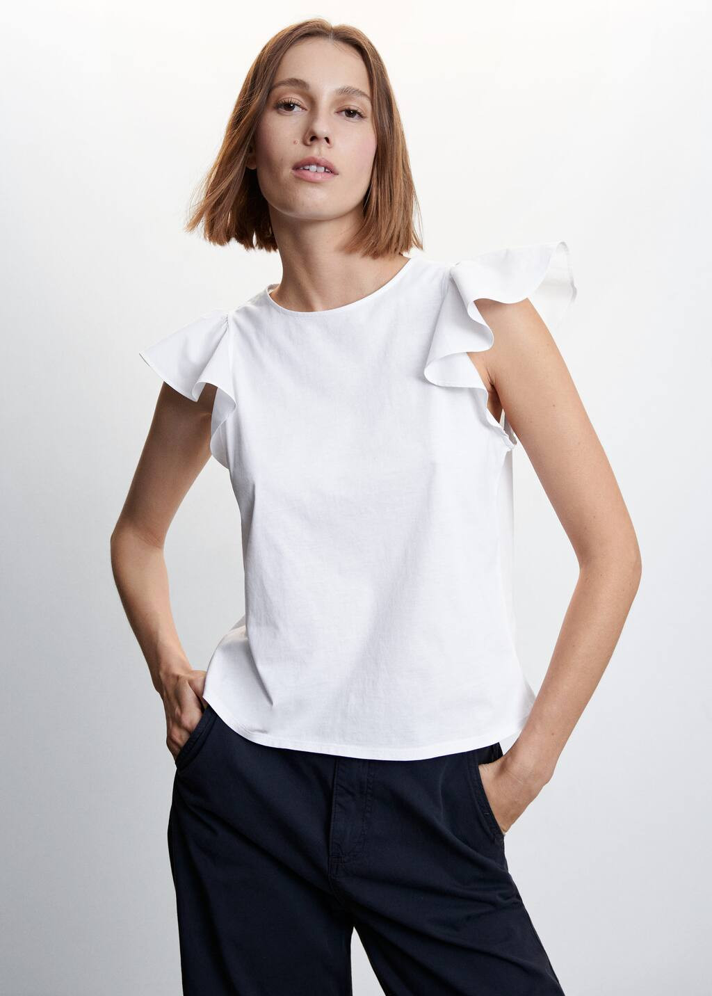 Ruffled sleeve T-shirt | MANGO (US)