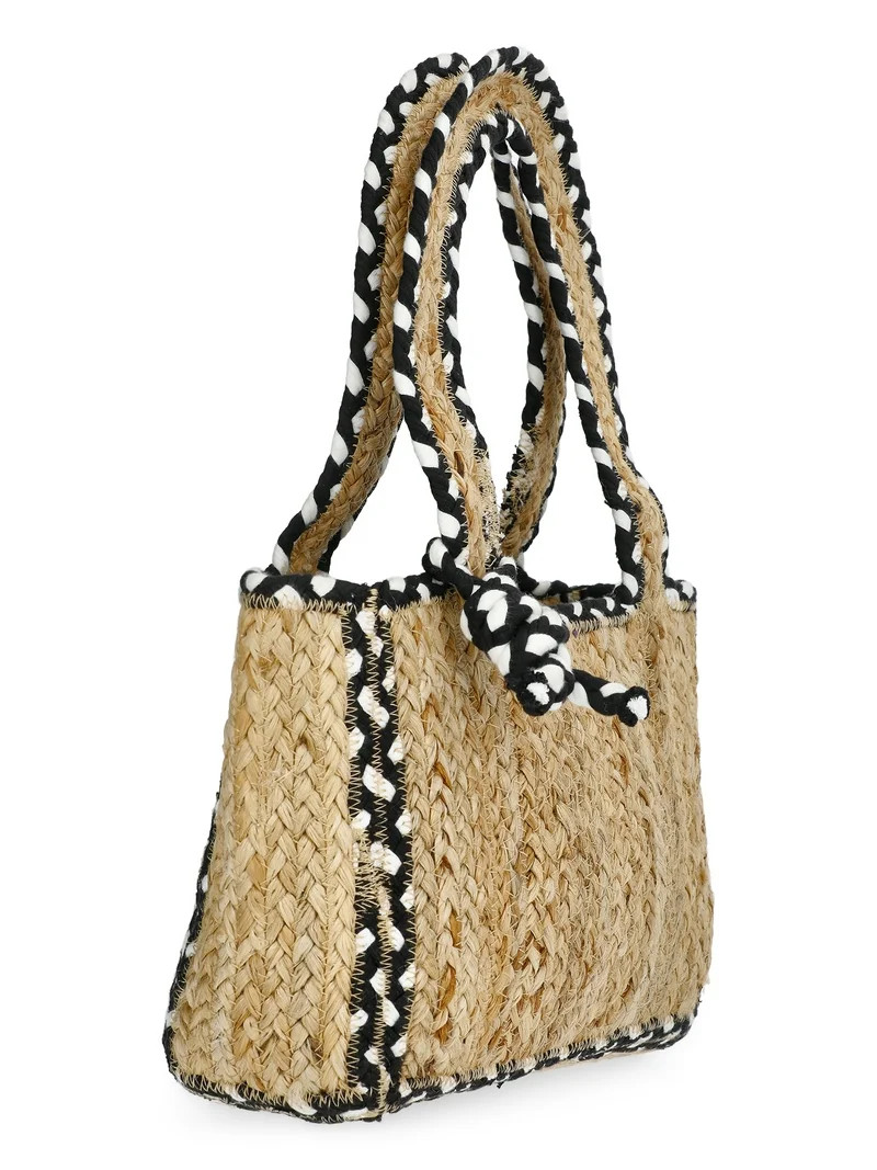 No Boundaries Women's Mini Jute Tote, Black | Walmart (US)