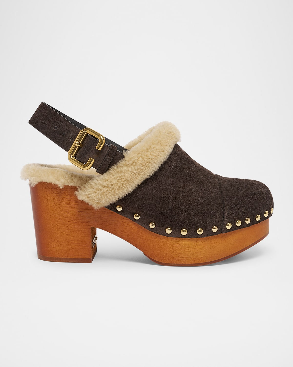 Jeanette Suede Shearling-Lined Clogs | Neiman Marcus