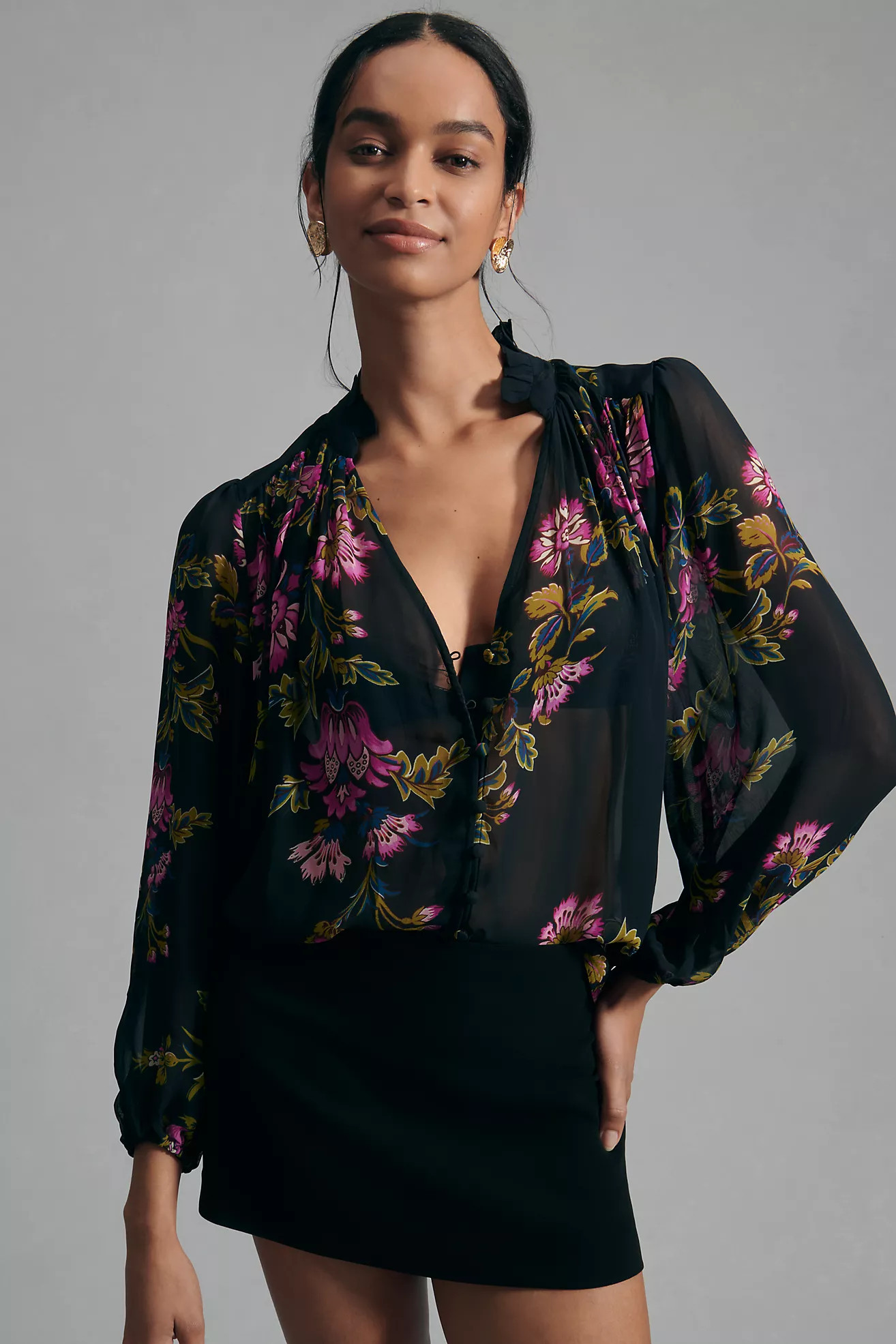 The Estela Sheer Printed Blouse | Anthropologie (US)