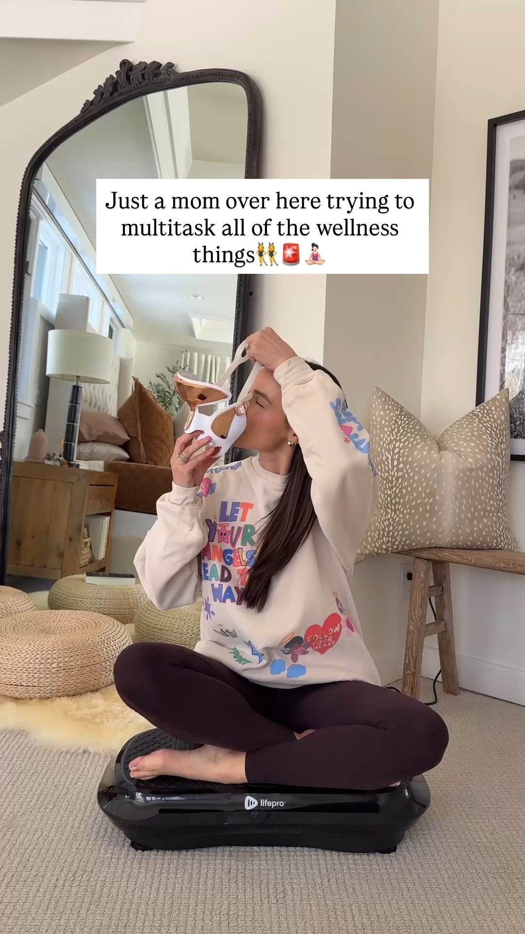 Just a mom over here trying to multitask all of the wellness things 👯‍♀️🚨🧘🏻‍♀️ linking my vibration plate from Amazon and face res light mask! 

Health
Selfcare 

#LTKselfcare #LTKActive #LTKmorningroutine