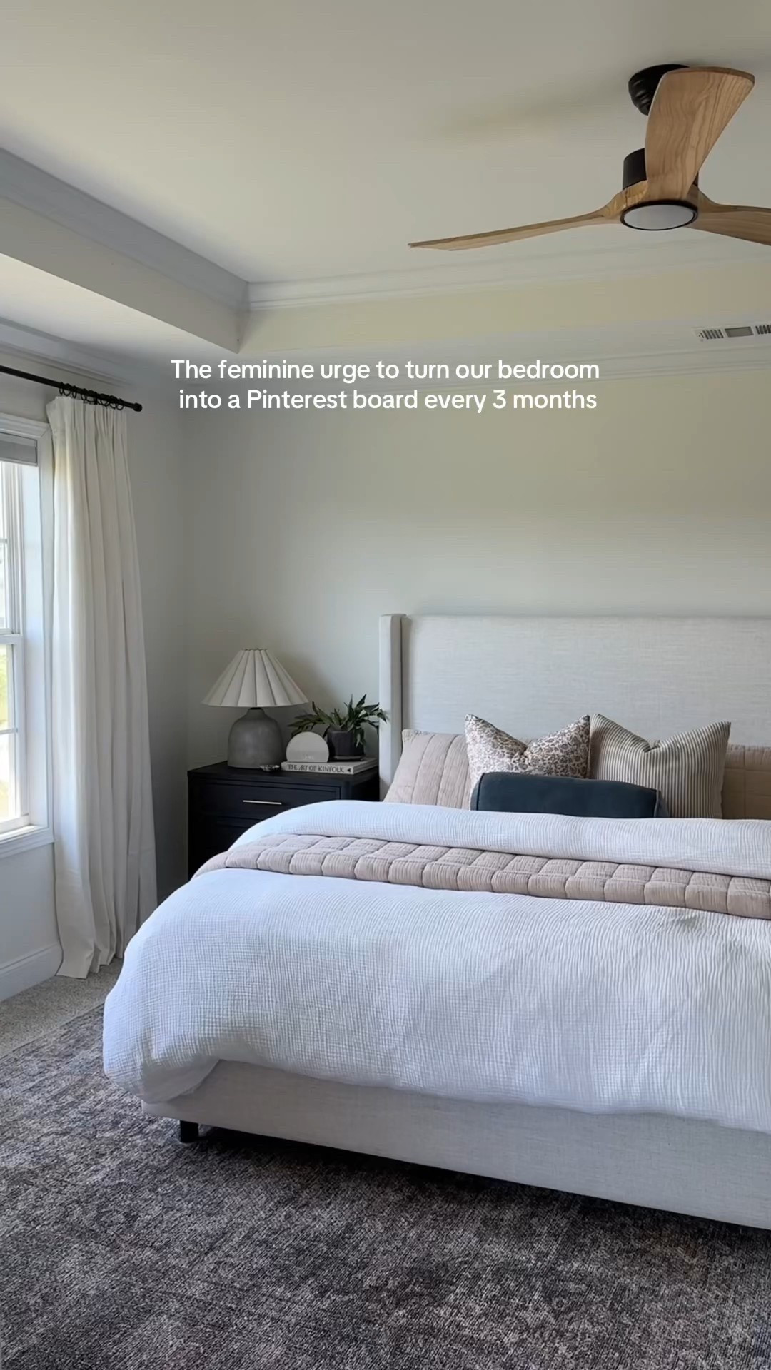 Spring bedroom refresh. Spring bedding. Neutral bedding. Throw pillows. Upholstered bed. 

#LTKHome #LTKStyleTip #LTKFindsUnder50