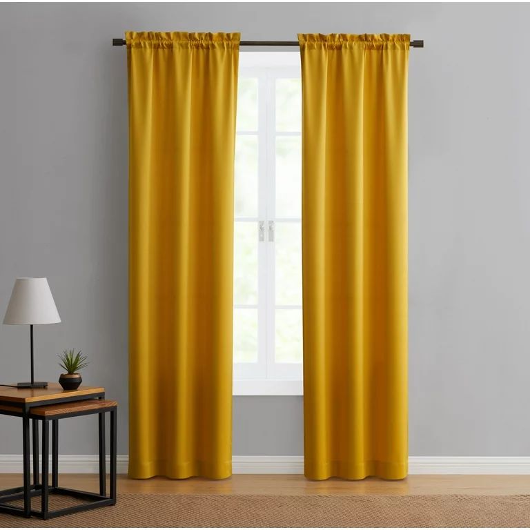 Mainstays Traditional Rod Pocket Room Darkening Curtain Panel, 30" x 84" (2 Panels) | Walmart (US)