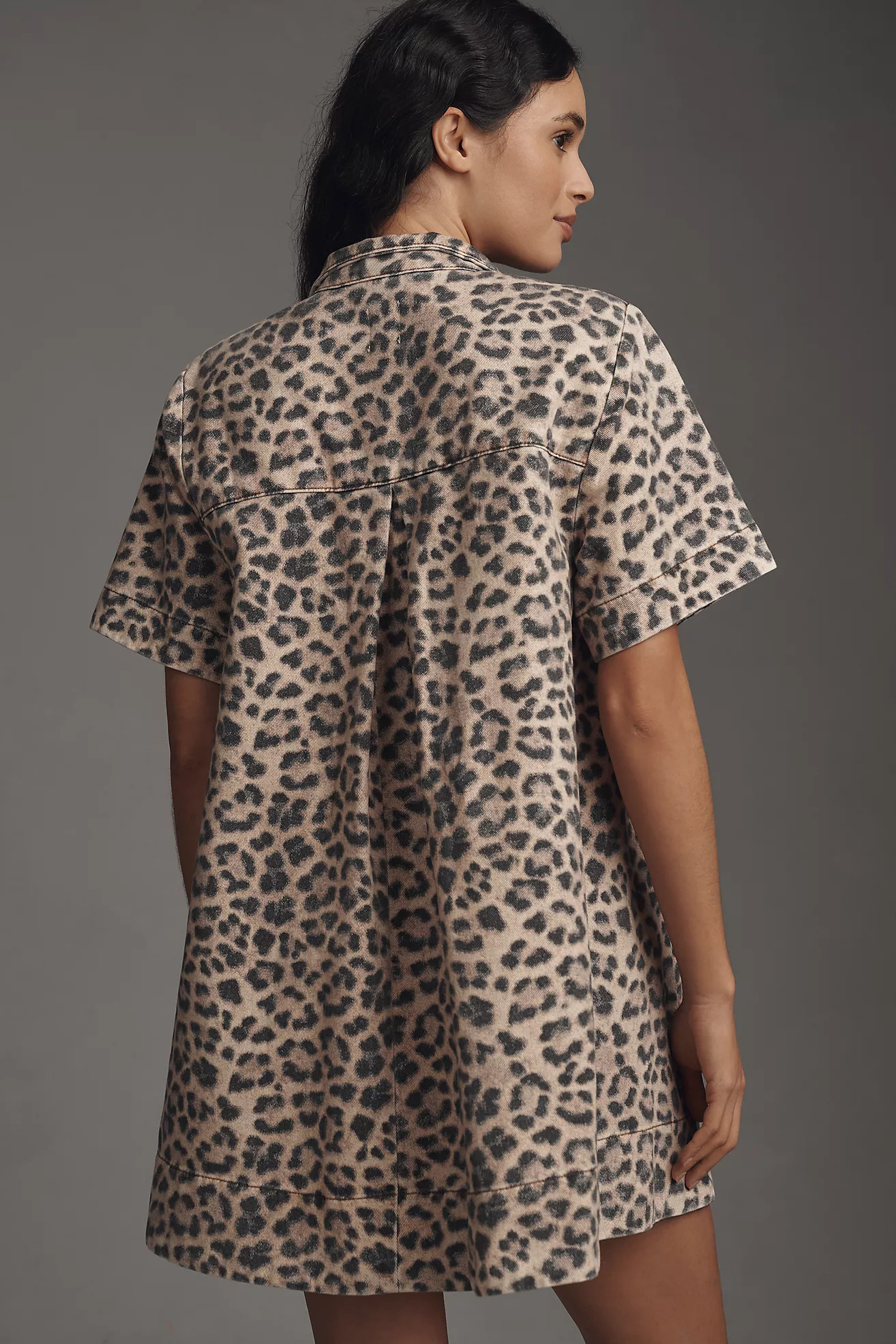 The Jeannie Short-Sleeve A-Line Mini Dress by Maeve: Leopard Edition | Anthropologie (US)