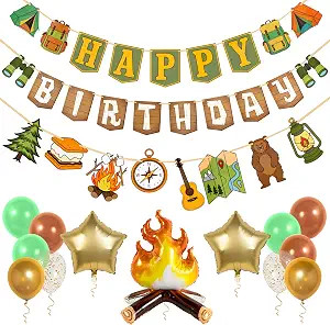One Happy Camper Birthday Decorations, Camping Birthday Party Decorations, Campfire Camping Banne... | Amazon (US)