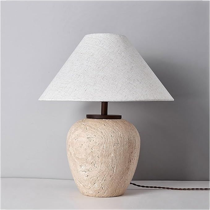DOOKAA Unique Table Lamps Table lamp for Living Room Travertine Retro Bedroom Bedside Lamp, Livin... | Amazon (US)