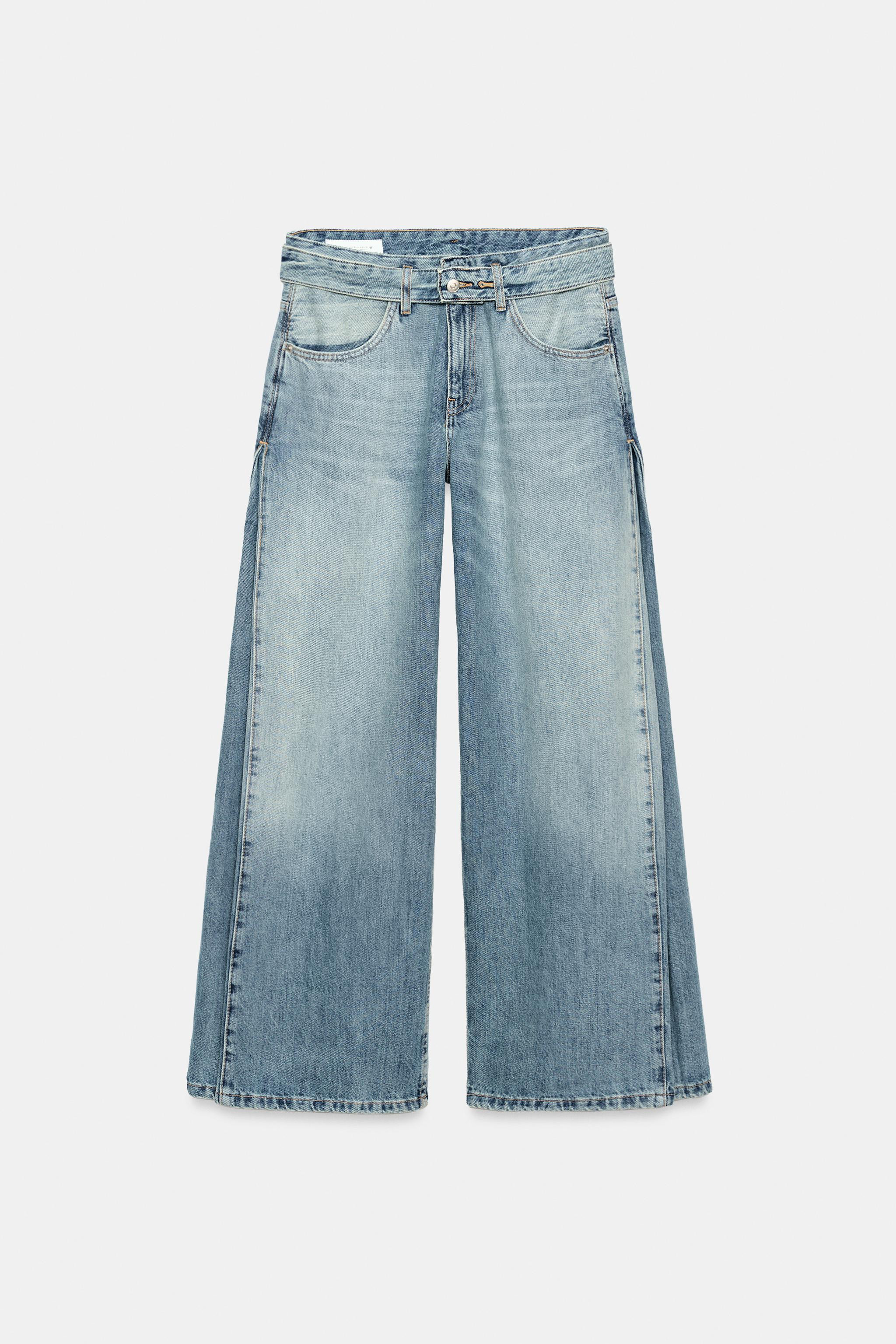 TRF MID-RISE PLEATED BELTED JEANS | Zara US