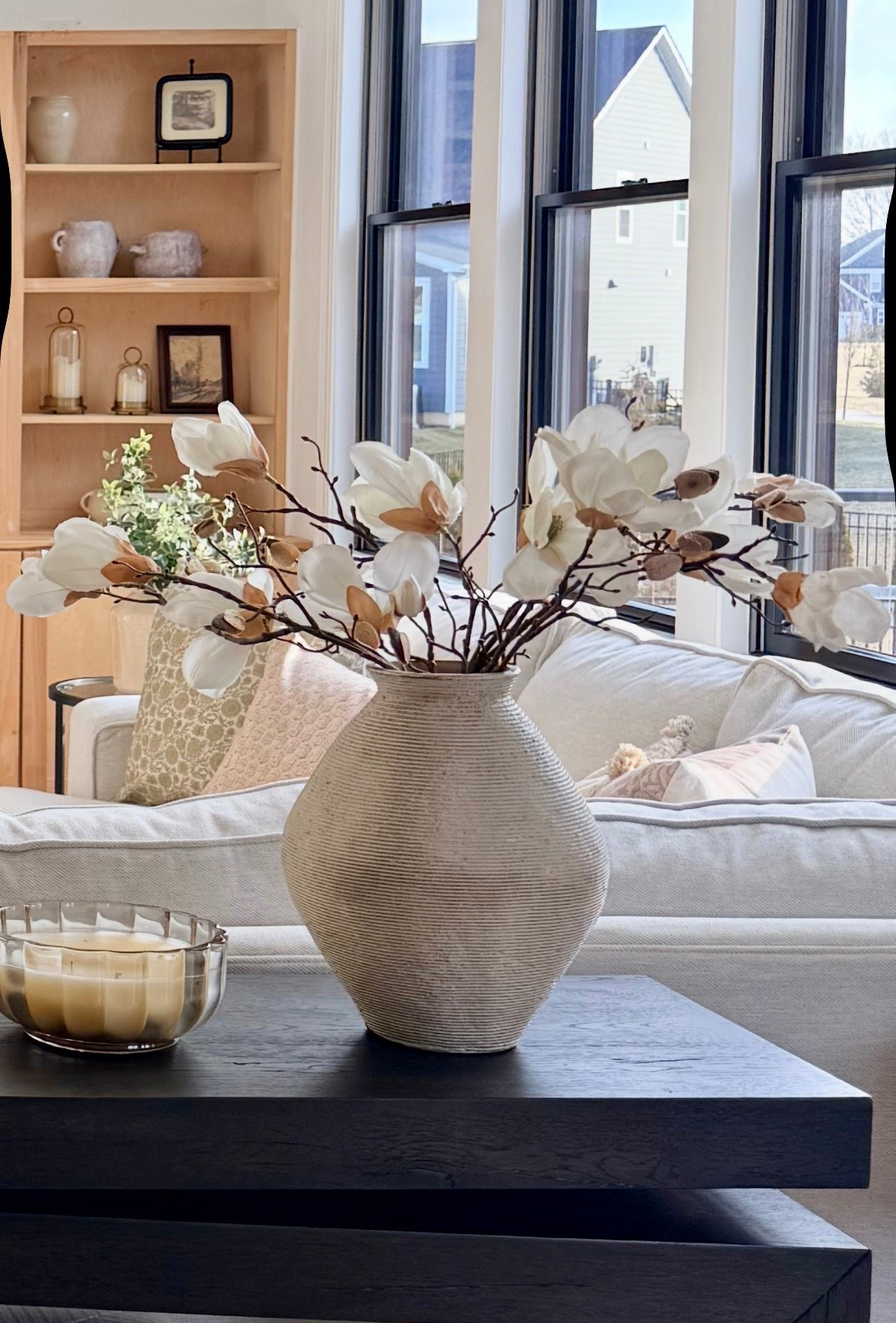 My favorite vase that can be used year round! I added some magnolia stems for the winter-spring transition, and I love them on my console table!! Perfect living room decor!

#LTKSeasonal #LTKHome #LTKFindsUnder50