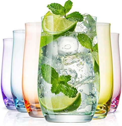 BENETI Exquisite Highball Colored Drinking Glasses [Set of 6] Colorful Water Glasses with Heavy B... | Amazon (US)