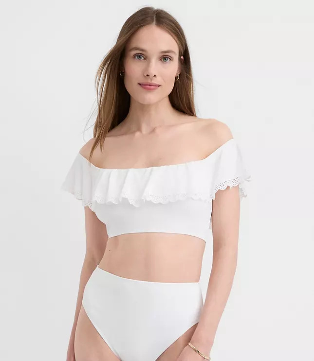 LOFT Beach Eyelet Ruffle Bikini Top | LOFT