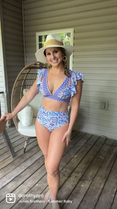 Amazon swimsuit find! Day 3/6! 💜
⭐️ this two piece bathing suit is so unique & different. Definitely a standout with the ruffle sleeves!! I also love the high waisted ruched bottoms— offers good tummy control & super flattering. 👌🏼 

Beach hat, sandals, amazon beach essentials, resort wear. Vacation style. Summer outfit. 
Save for inspo. 
Follow for day 4 of my favorite swimsuits & coverups on Amazon! #ltkfind #ltktravel

#LTKSeasonal #LTKunder50 #LTKswim