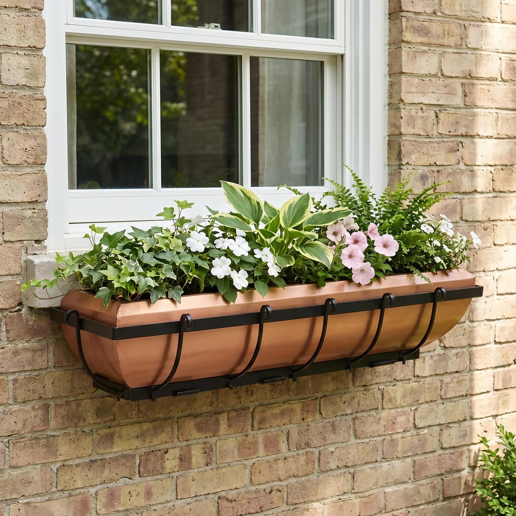 H Potter 36" Copper Window Box Planter, Metal Brackets and Iron Frame Included, Outdoor Decor, Hanging Flower Box | Etsy (Global)
