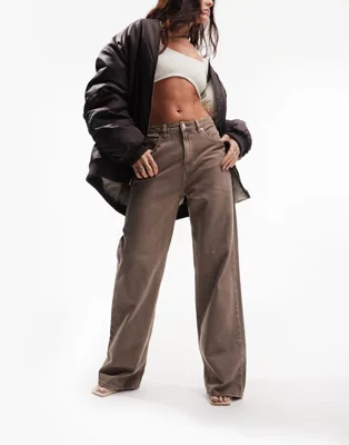 ASOS DESIGN dad jeans in washed brown | ASOS (Global)
