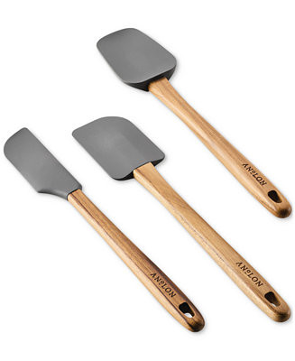 Anolon 3-Piece Silicone Teak Handled Spatula Set - Macy's | Macy's