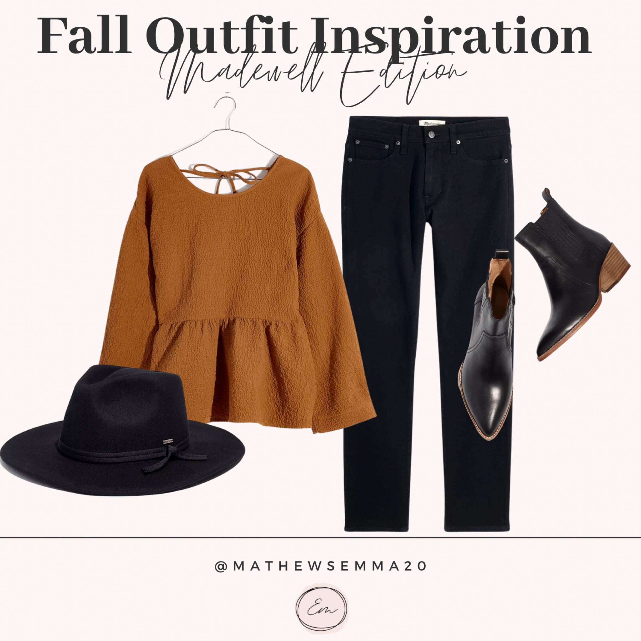 Fall outfit inspiration
Madewell
Black denim
Black jeans
Black booties
Leather boots
Felt hat
Fall hat
Black hat
Peplum top
Fall outfits
Fall fashion
Trends

#LTKunder100 #LTKSale #LTKsalealert