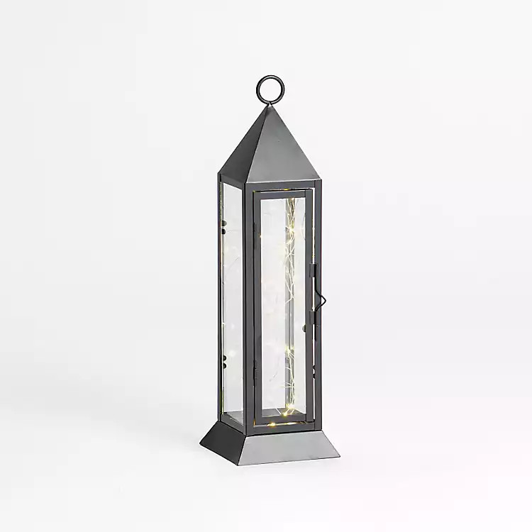 Pre-Lit Black Metal Twinkle Lights Lantern, 15 in. | Kirklands