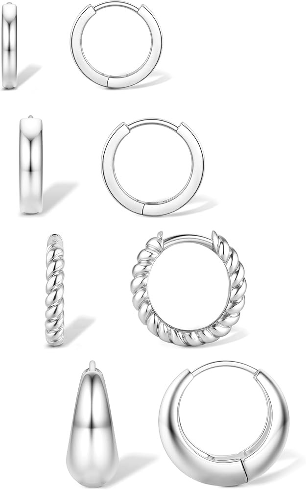 Jstyle Small Gold Hoop Earrings for Women Trendy 14K Gold Plated Huggie Earring Stacks Silver Hyp... | Amazon (US)