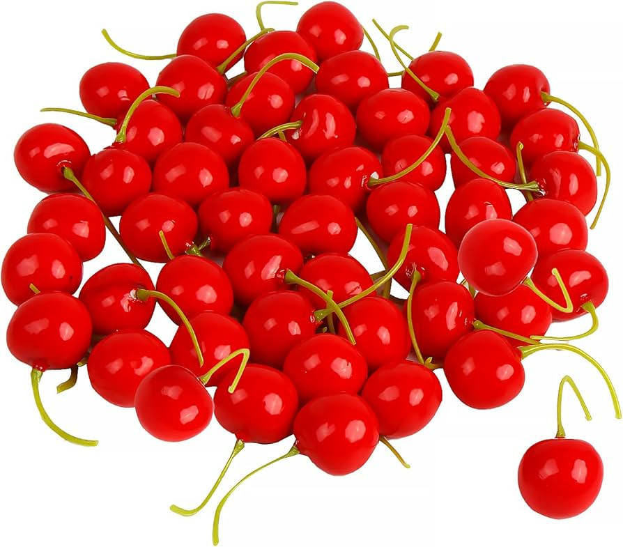 FOIMAS 50pcs Artificial Fruit Cherries,Lifelike Fake Cherry Simulation Decor for Home Decoration ... | Amazon (US)