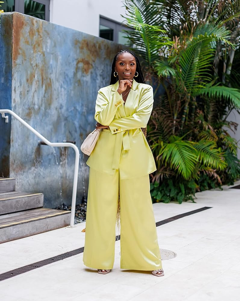 The Drop Women's Pale Green Wide Leg Satin Pant by @tenickab | Amazon (US)