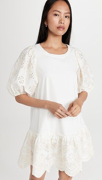 Embroidered Puff Sleeve Shirtdress | Shopbop