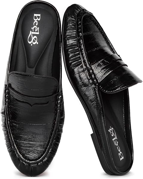 Penny Mule Loafers for Women Slip-On Flat Mules Slides Loafer Dressy Comfort Casual Shoes | Amazon (US)
