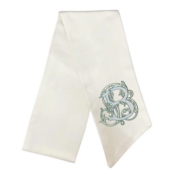 Ivory Monogrammed Wreath Sash | Fig and Dove