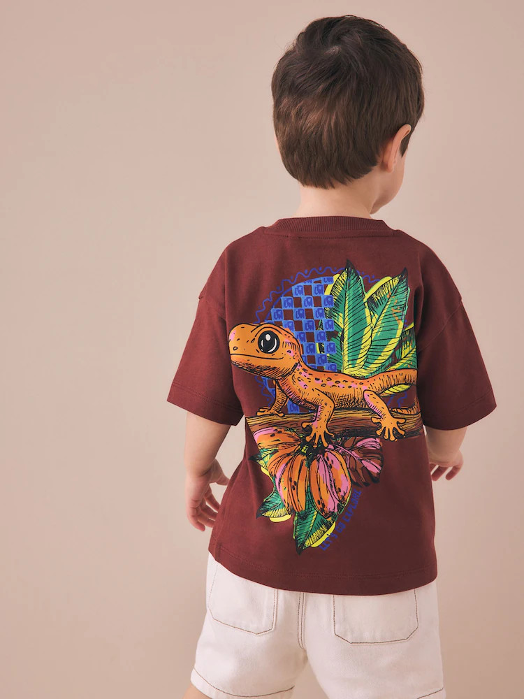 Burgundy Red Gecko Short Sleeve Back Print T-Shirt (3mths-7yrs) | Next US