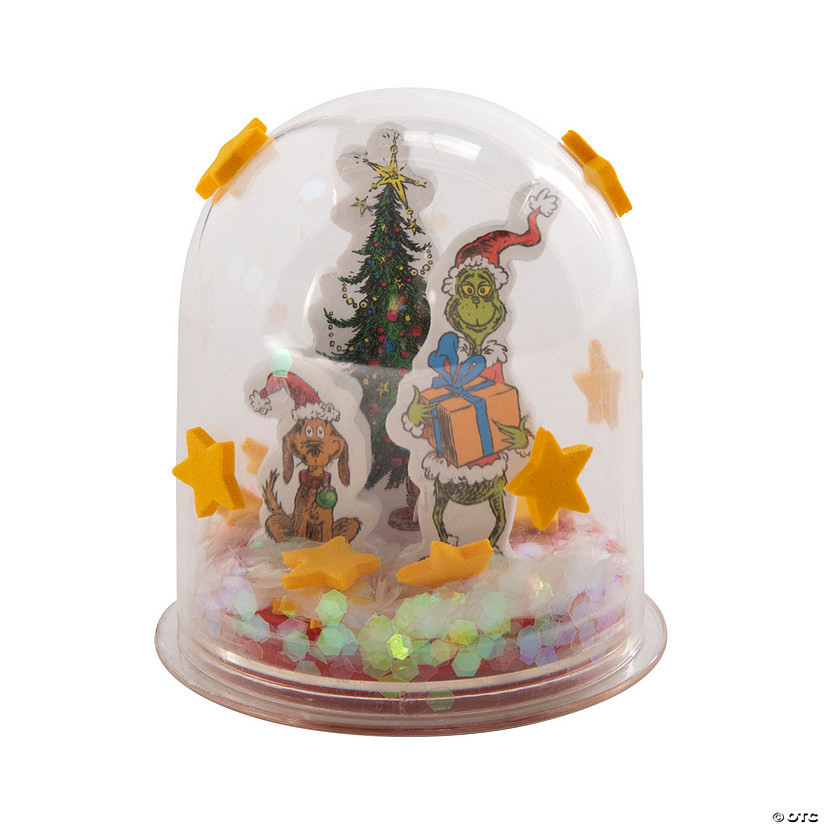 1 3/4" x 2 1/2" Dr. Seuss™ The Grinch Christmas Glitter Snow Globe Craft Kit - Makes 12 | Oriental Trading Company