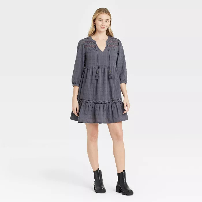 Women's Long Sleeve Peasant Shift Dress - Knox Rose™ | Target