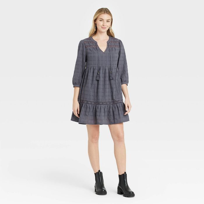 Women's Long Sleeve Peasant Shift Dress - Knox Rose™ | Target