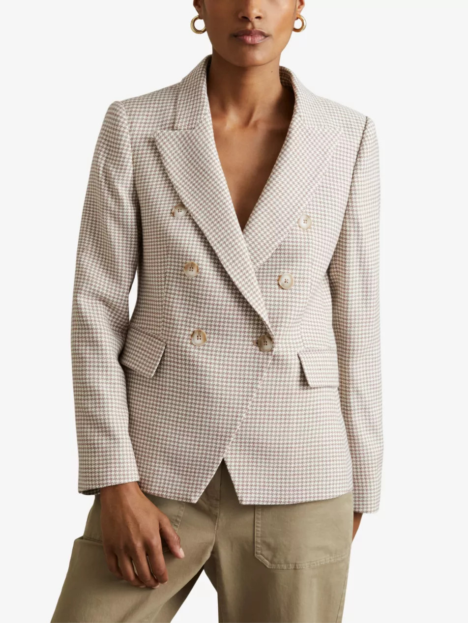Elisa double-breasted checked wool-blend blazer | Selfridges