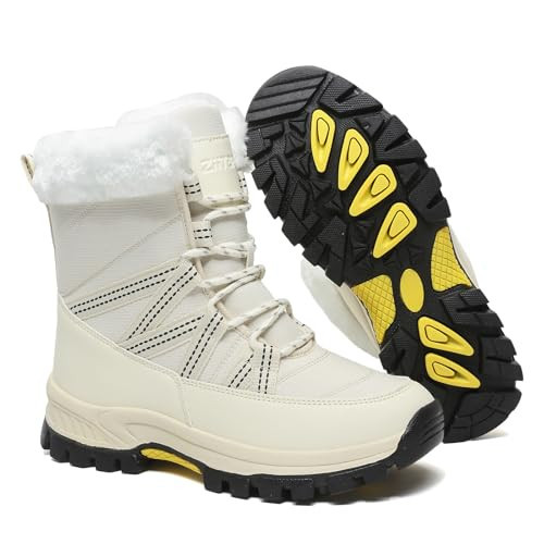 Womens Snow Boots Warm Fur Lined Winter Boots Anti Slip Ankle Boots Mid Calf Snowboots Waterproof and Cold-Resistant Outdoor Walking Shoes for Women Ladies Girls | Amazon (US)