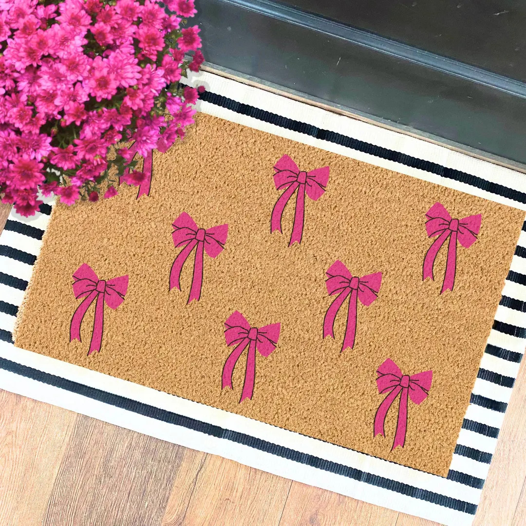 Coquette Bow Print Door Mat Pink Bows Decor Gift for Her Bow Home Decor Birthday Gift Girl Gifts ... | Etsy (US)