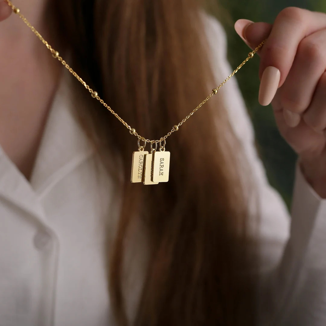 Personalized Multiple Bar Kids Name Necklace, Custom Name Tag Necklace, Handmade Personalized Jew... | Etsy (US)