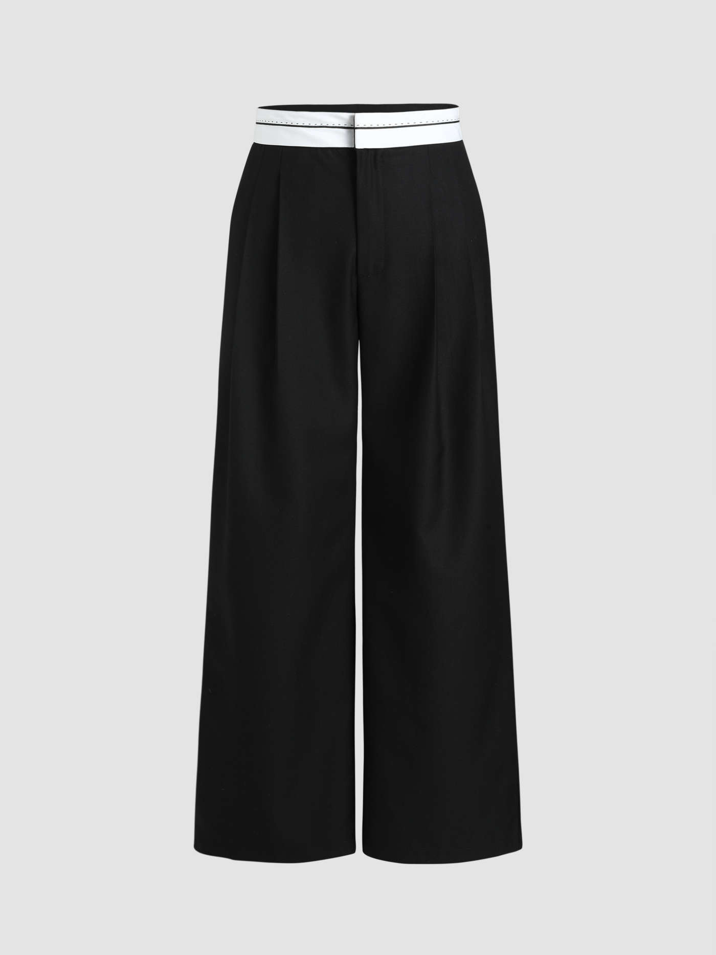 Wide Leg Pants Woven Contrast Trim Low Waist Wide Leg Pants For School Daily Casual Outdoor | Cider