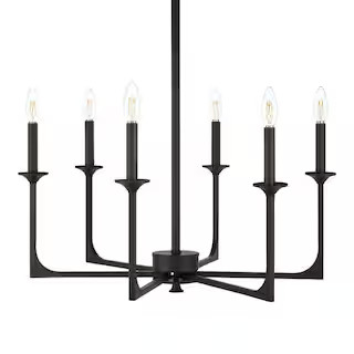 Hampton Bay Highgate 6-Light Matte Black Chandelier without Glass Shade LBP9106AX-02 - The Home D... | The Home Depot