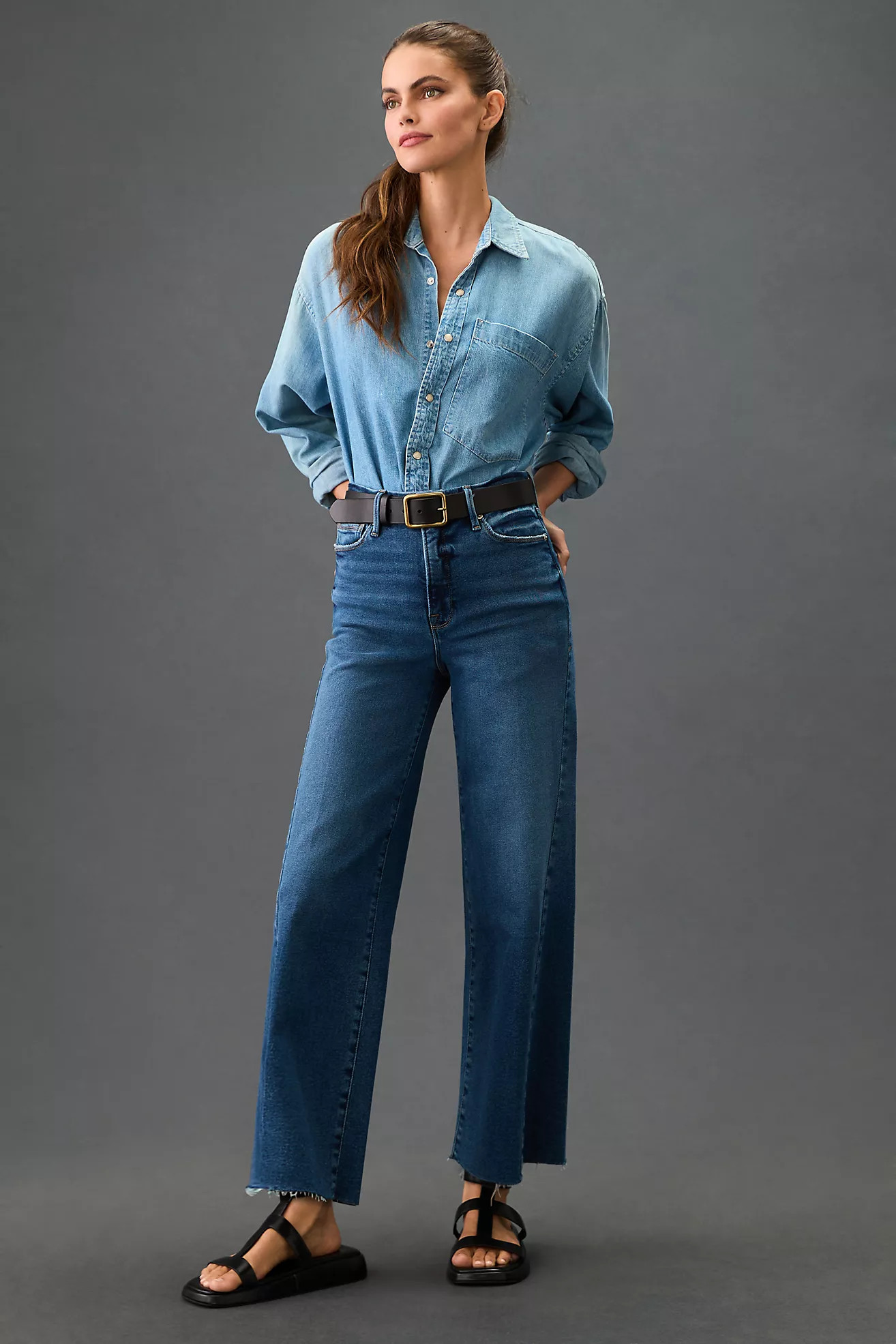 Good American Good Waist Palazzo High-Rise Jeans | Anthropologie (US)