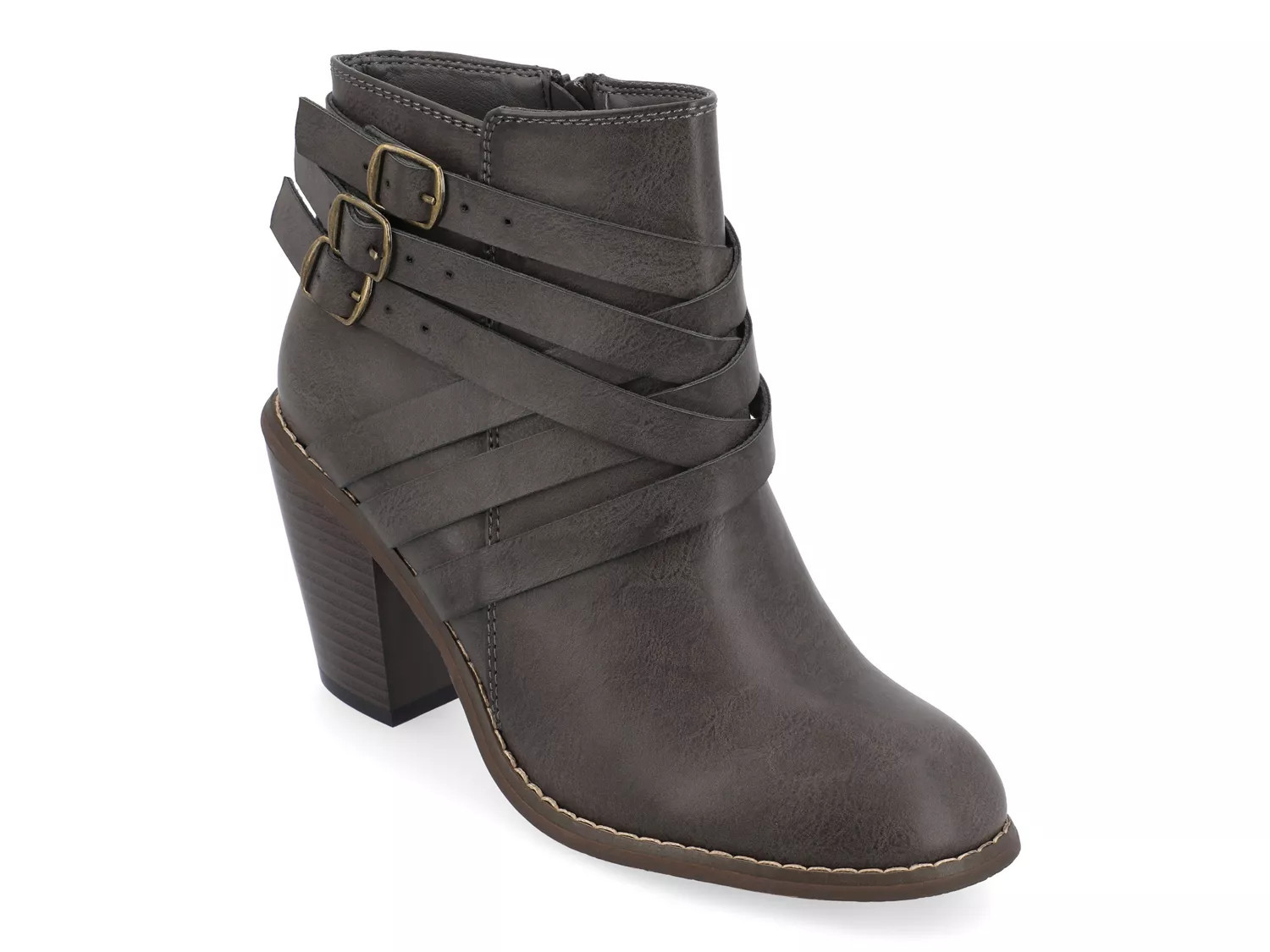 Journee Collection Strap Bootie | Women's | Dark Grey | Size 12 | Boots | DSW