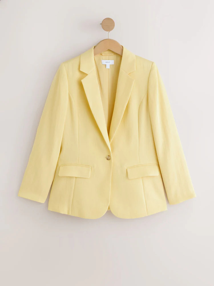Yellow Crinkle Fabric Single Breasted Blazer | Next US