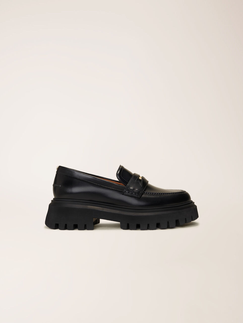 Leather platform loafers | Maje EU
