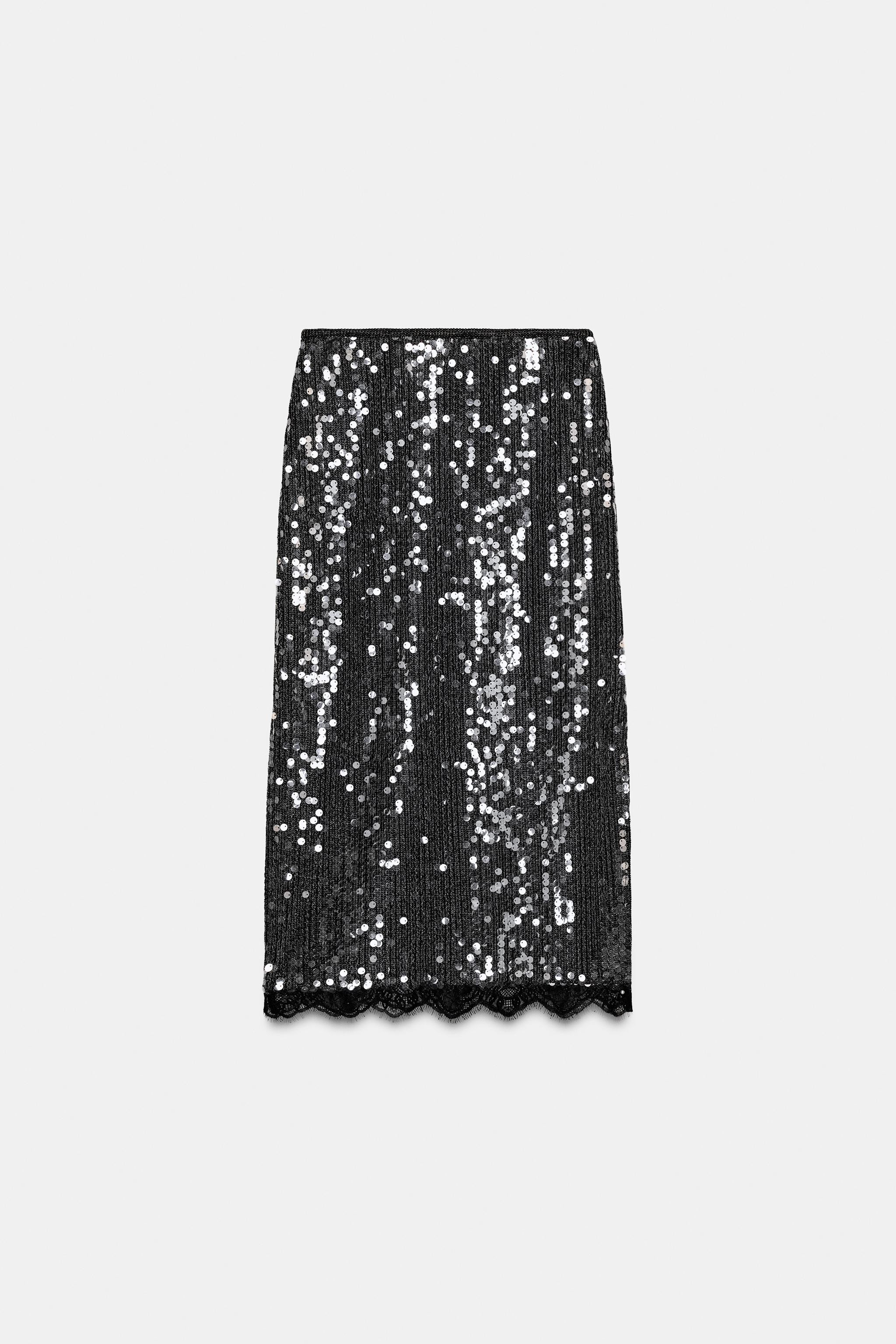ZW COLLECTION SEQUIN LACE SKIRT | Zara UK
