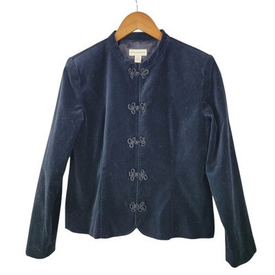 Appleseeds Velvet Jacket Sz 8 Romantic Black Chinese Knot Button Mandarin Collar | eBay US