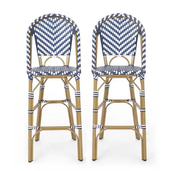 Kinner Outdoor French Barstools (Set of 2) by Christopher Knight Home - 18.00" L x 23.75" W x 46.... | Bed Bath & Beyond