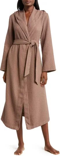 Hooded Long Cotton Waffle Robe | Nordstrom