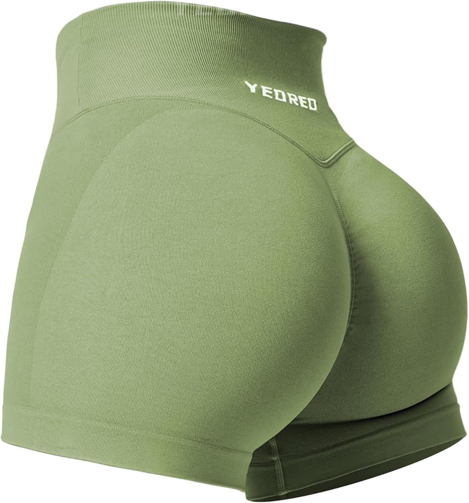 YEOREO Scrunch Butt Workout Shorts Women 3.5" Seamless V Cross Waist Sport Gym Amplify Shorts | Amazon (US)